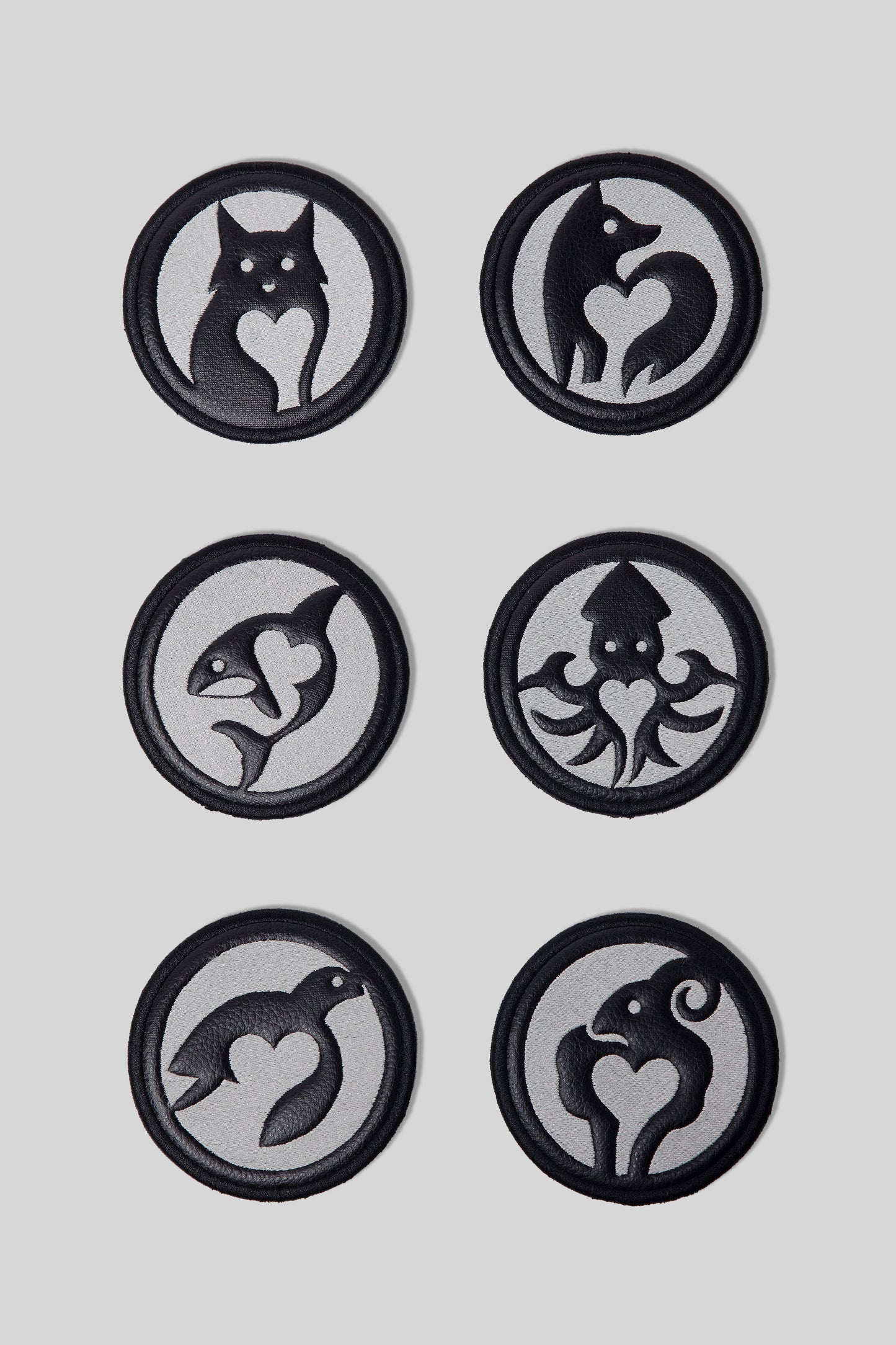 Set of six removable animal badges for Totem coat