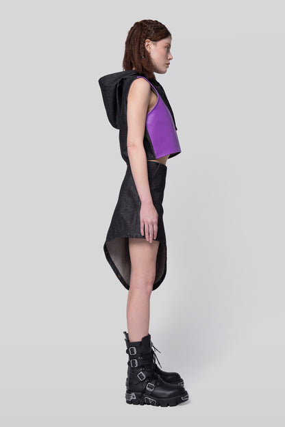 Side view of 2nd Skin skirt with asymmetric modular layers