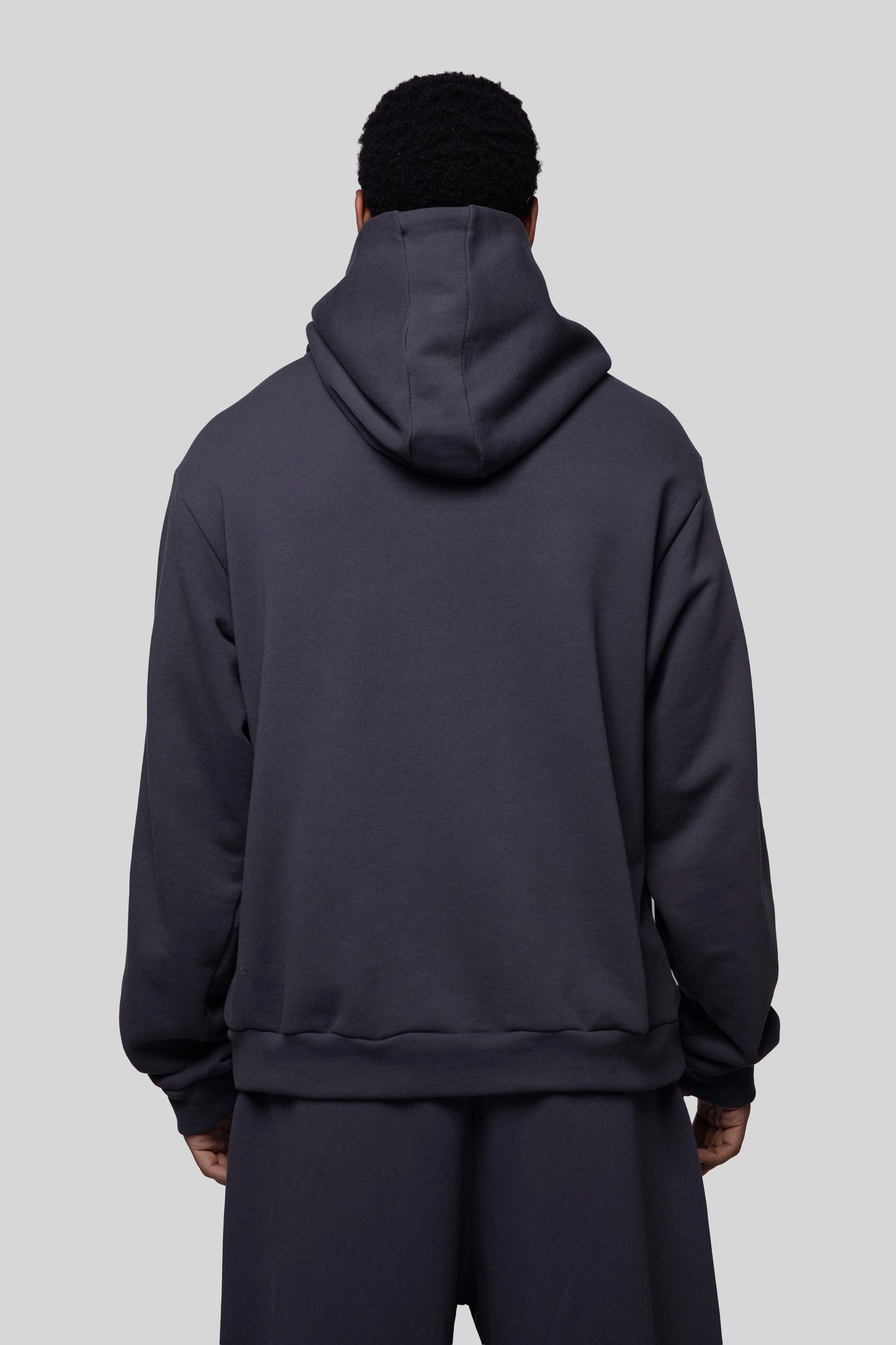 Back view of Anchor hoodie with hood