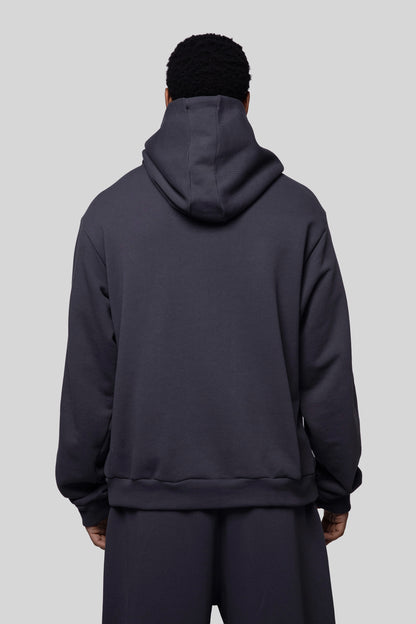 Back view of Anchor hoodie with hood