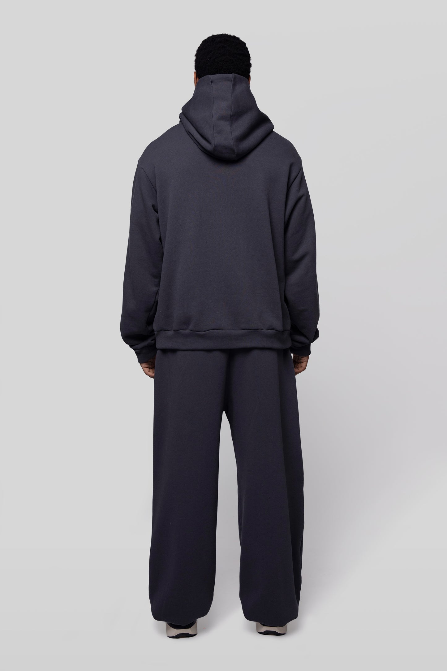Back view of Anchor hoodie with hood