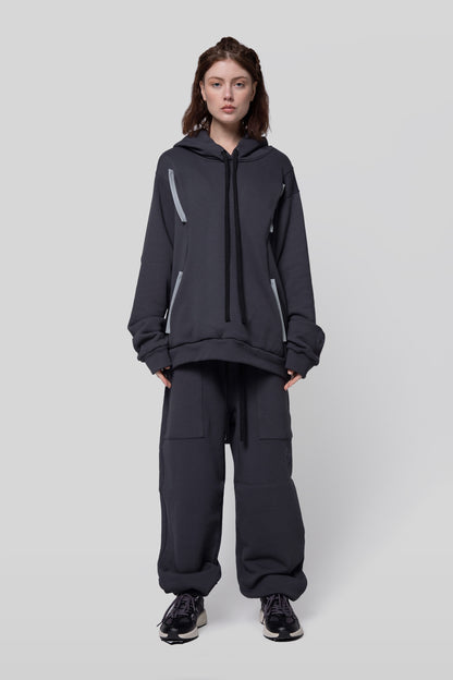 Full body view of Anchor hoodie showing relaxed fit