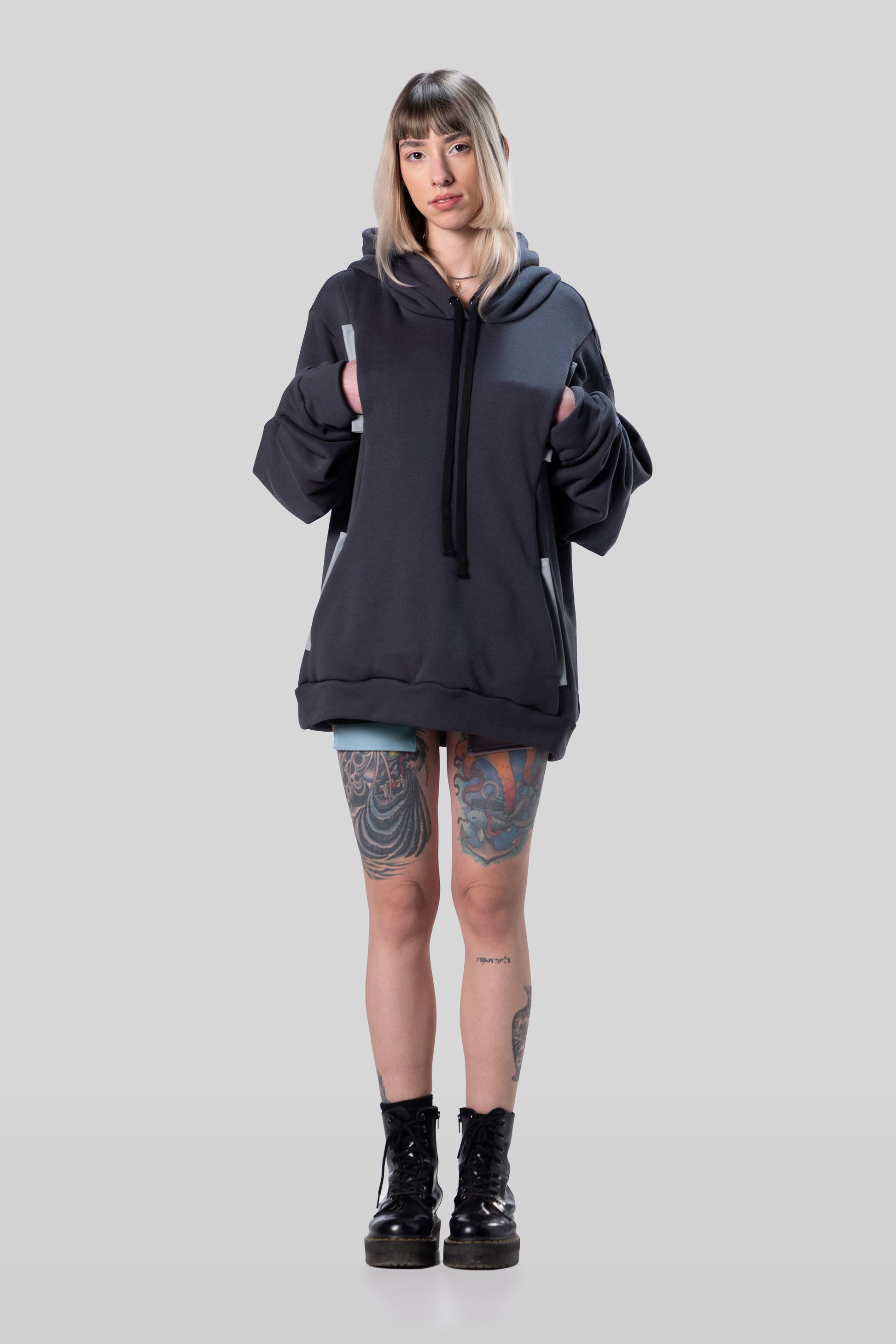 [card:women-primary][card:all-secondary] Full body front view of Anchor hoodie in deep grey