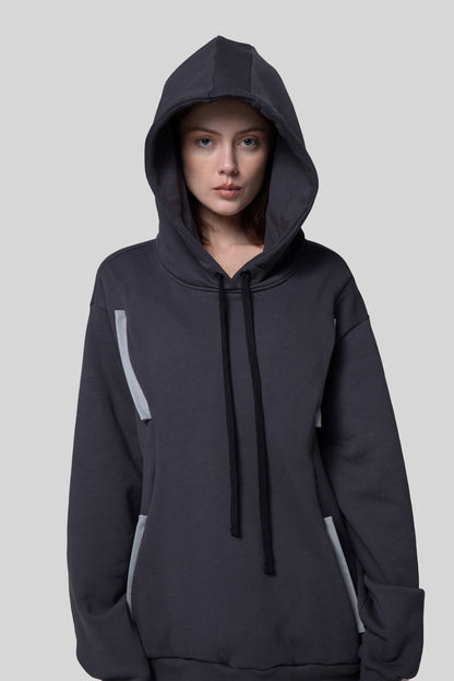 Front view of hood on Anchor hoodie