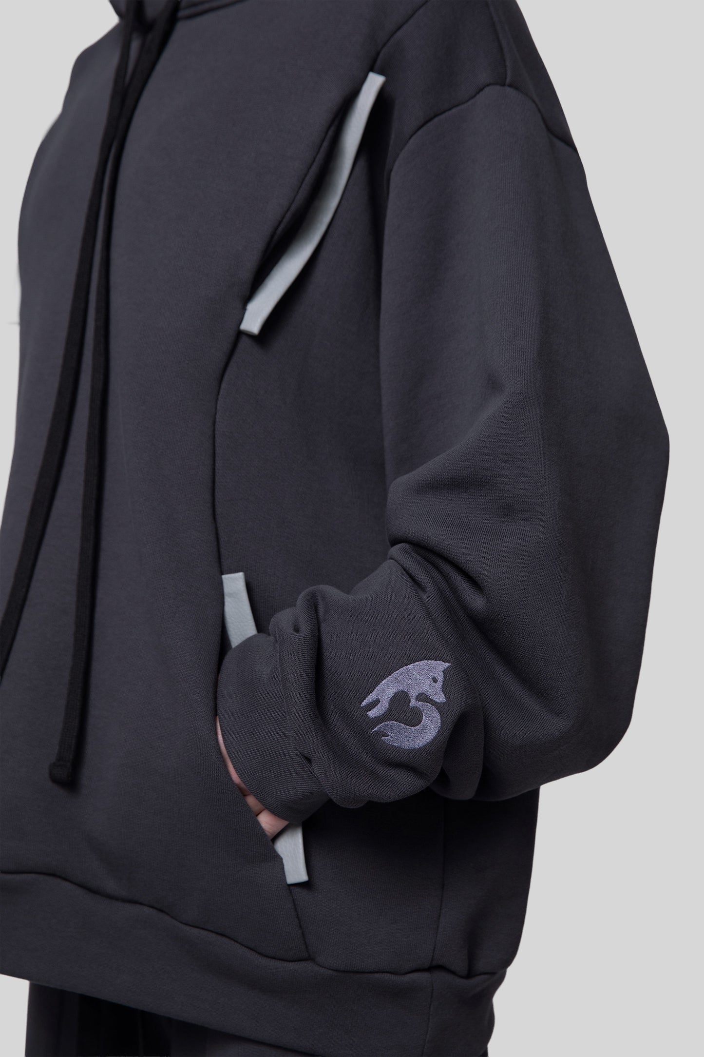 Close-up of front pockets with AppleSkin detail on Anchor hoodie