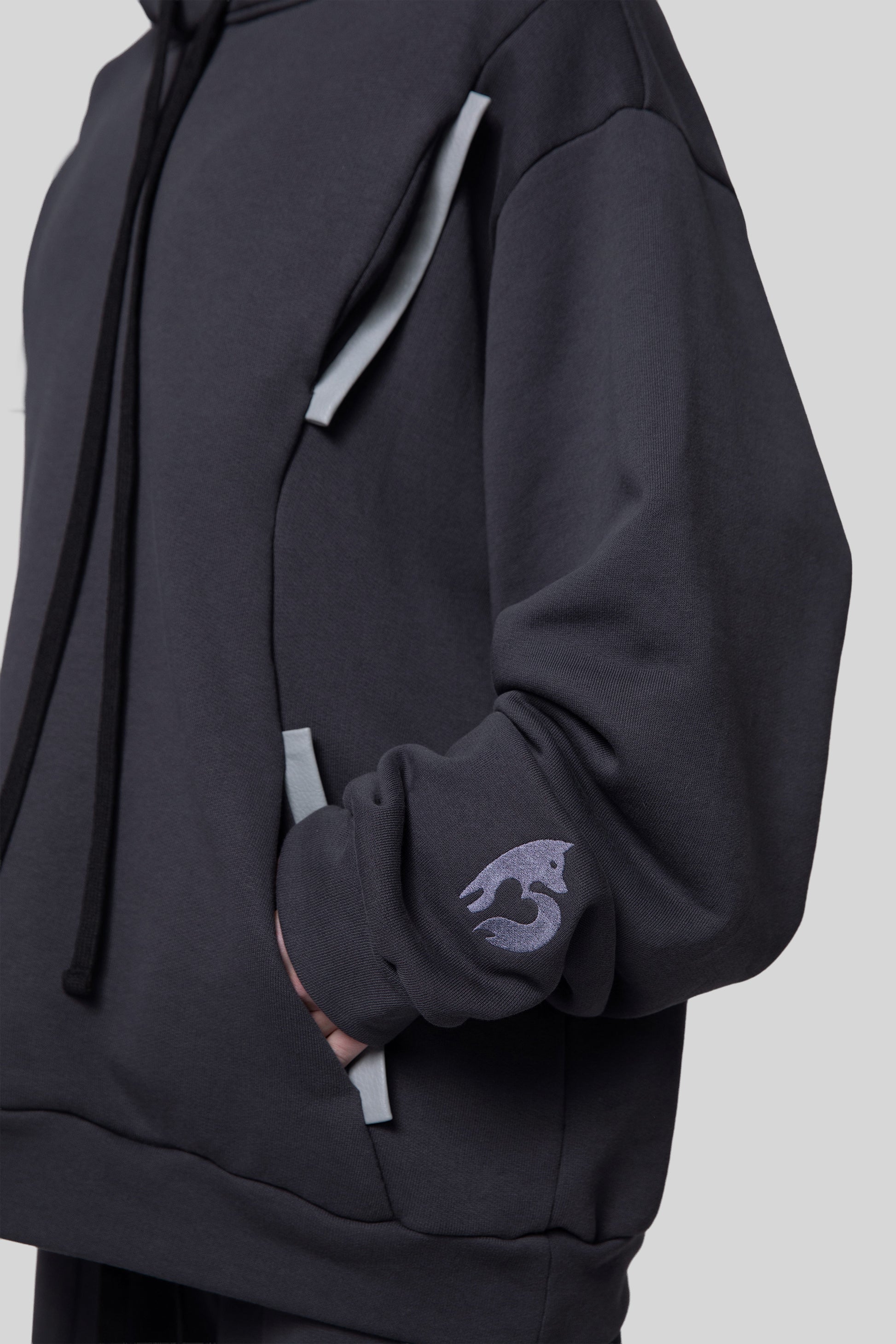 Close-up of front pockets with AppleSkin detail on Anchor hoodie