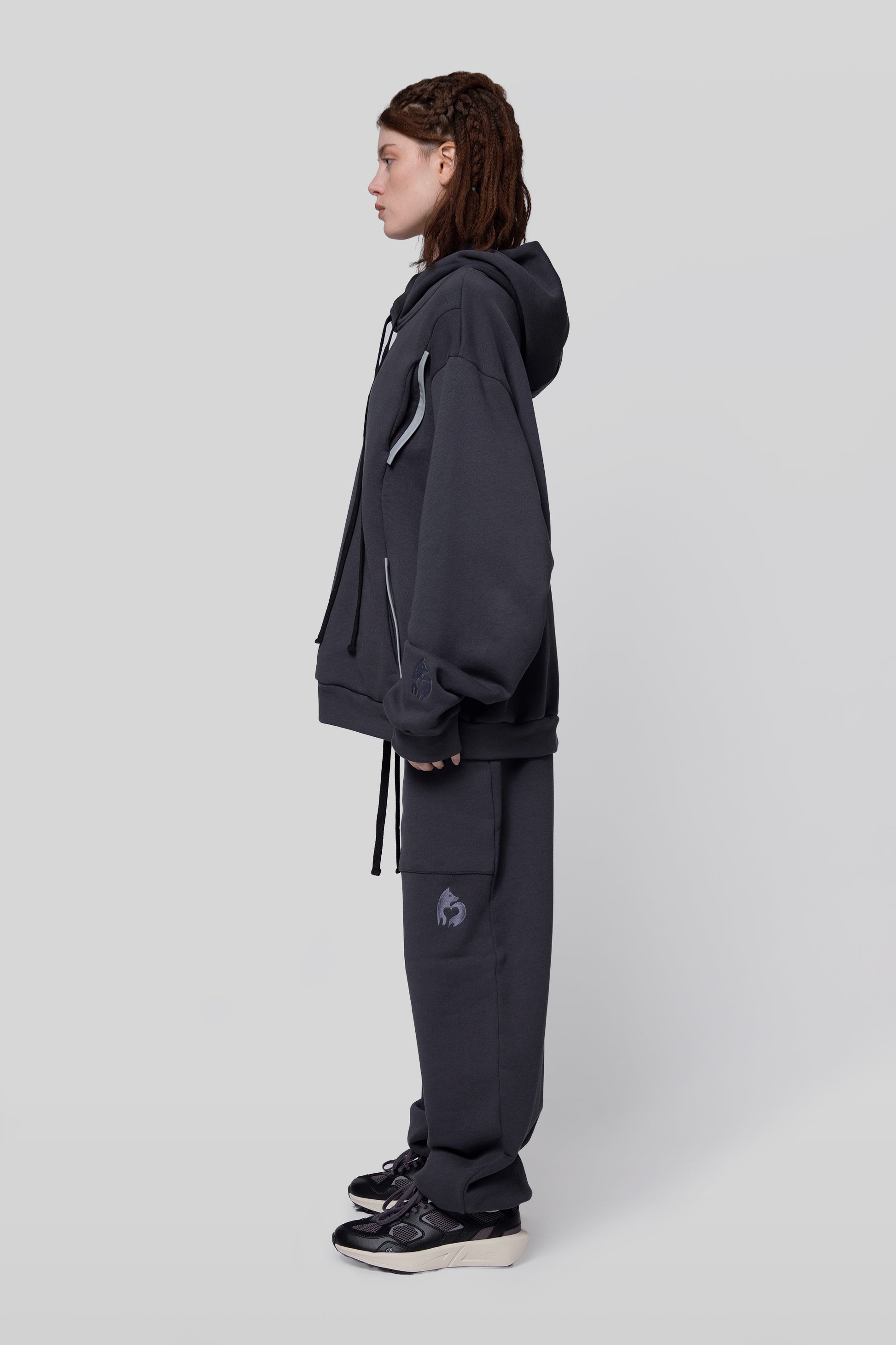 Side profile of Anchor hoodie with oversized fit
