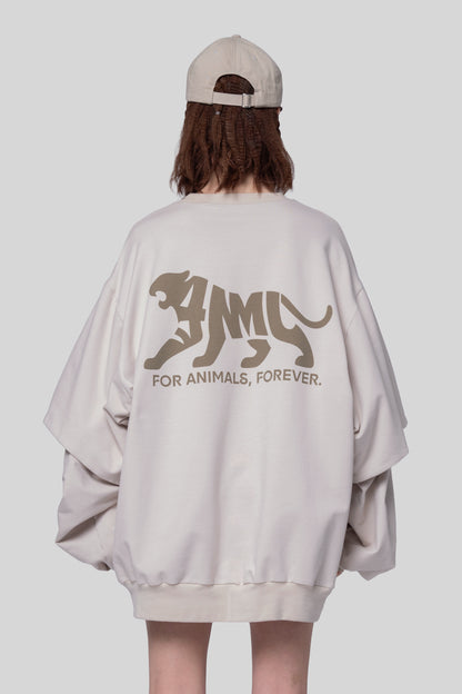 Back view of Big Cat Crew sweatshirt with tiger graphic and text