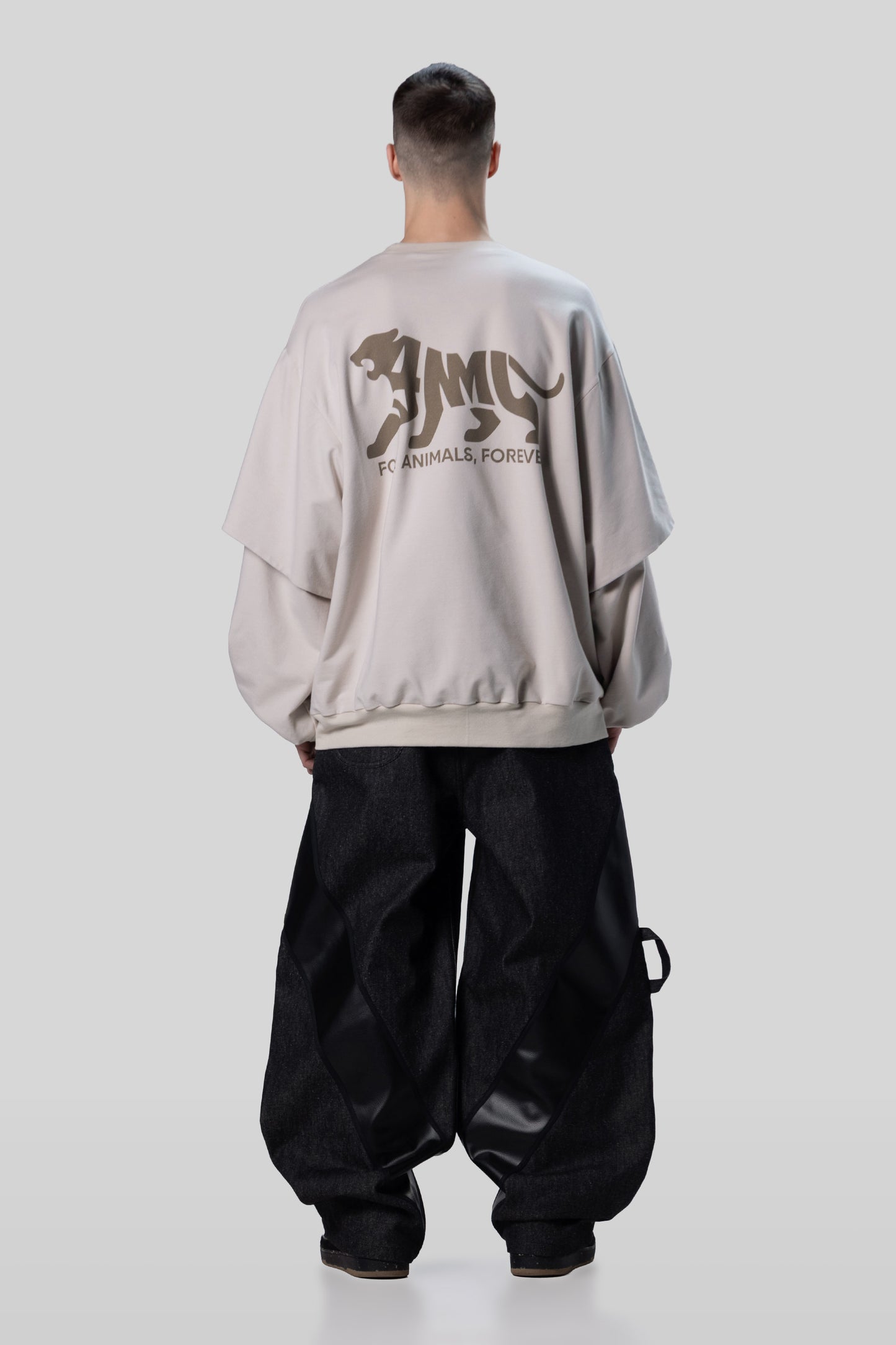 [card:all-secondary][card:men-primary] Back view of Big Cat Crew sweatshirt with tiger graphic