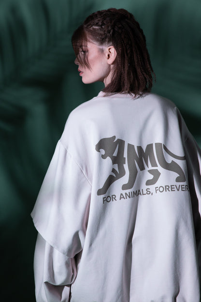 Back view of Big Cat Crew sweatshirt with tiger graphic and text