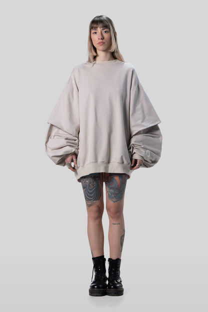 Full body view of Big Cat Crew sweatshirt with relaxed drape