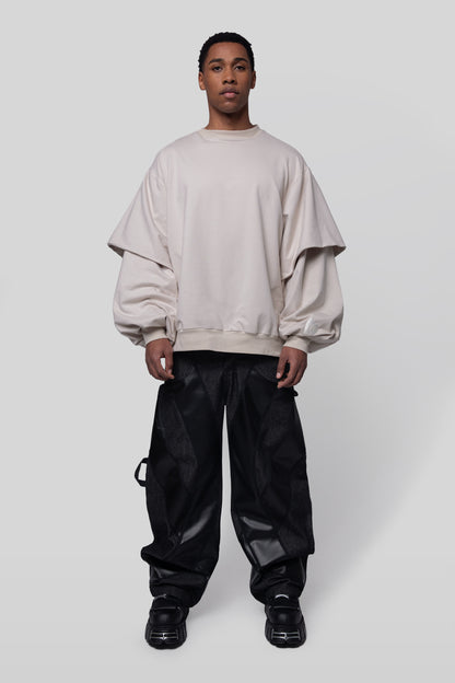 Full body front view of Big Cat Crew sweatshirt on model