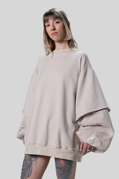 Angled front view of Big Cat Crew sweatshirt with oversized silhouette