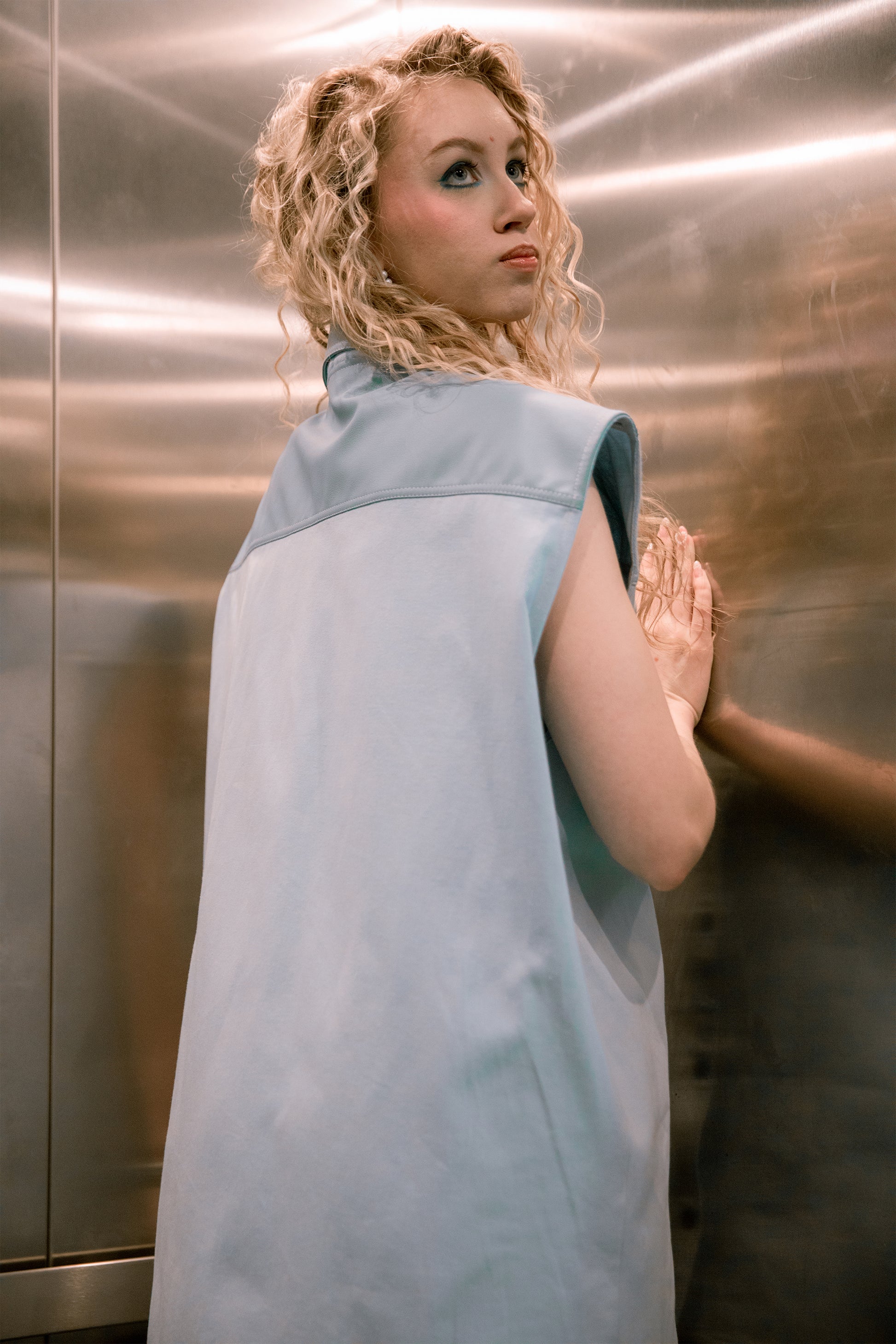 Back view of Blue Collar vest showing AppleSkin panel and collar