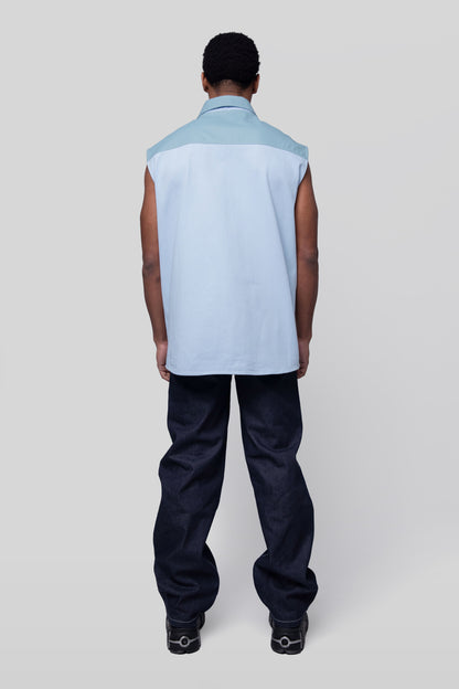Full back view of Blue Collar vest showing AppleSkin panel