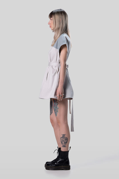 Side view of Chameleon dress with fitted waist and AppleSkin panels