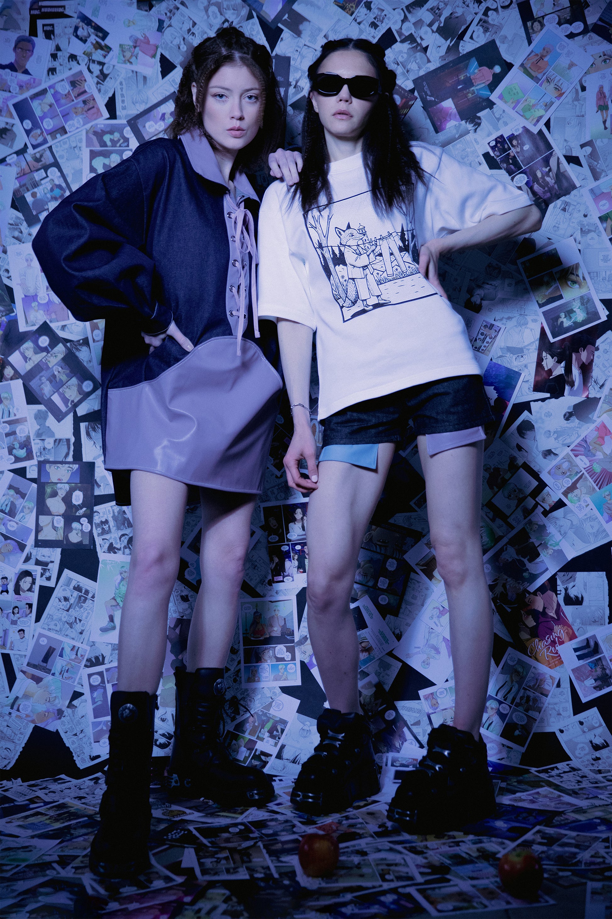 [card:women-primary][card:all-primary] Models wearing 4NML Dovetail Dress, Women's Lineage Tee, and 4Sight Shorts, campaign styling