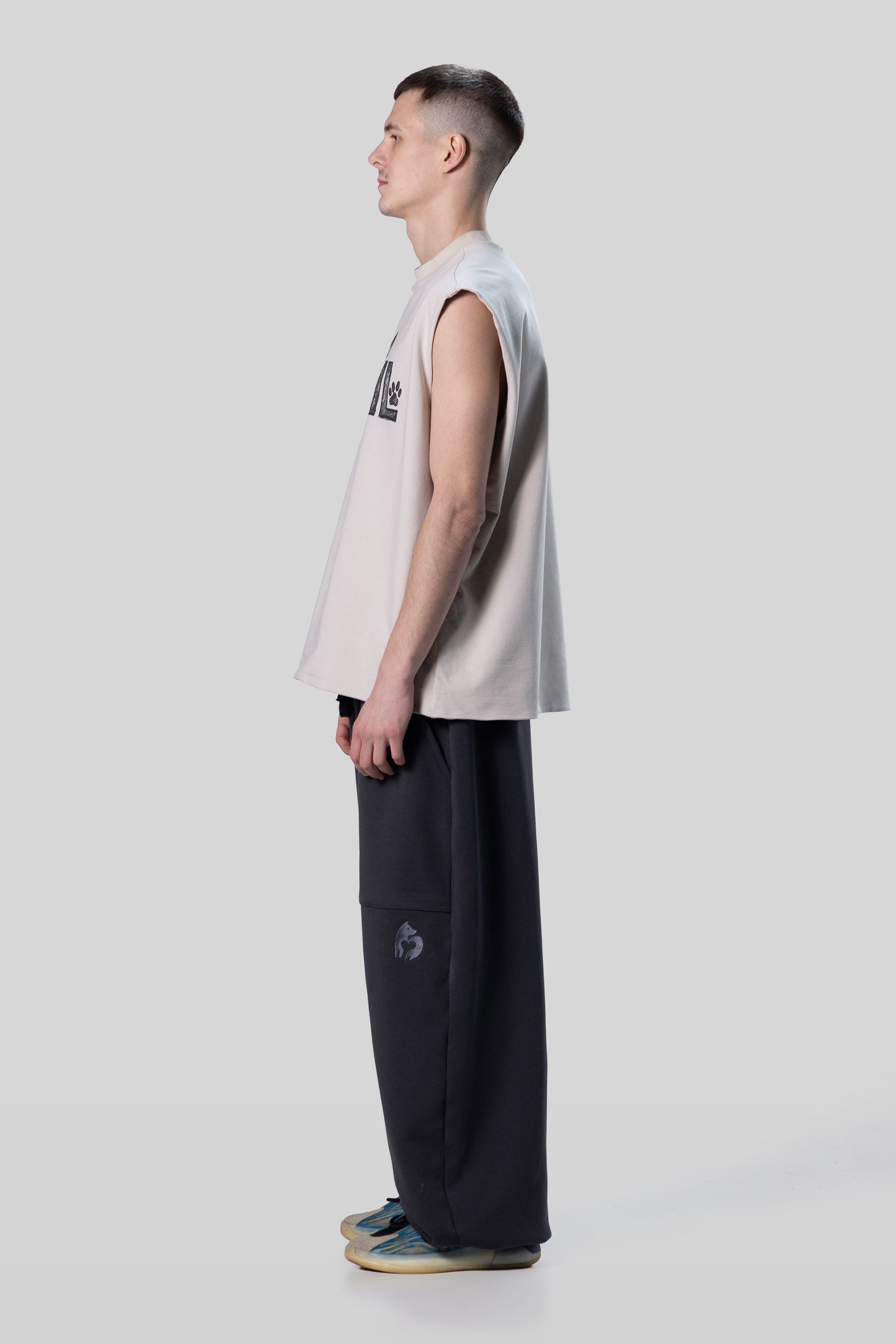 Alternate side view of Rough Draft tank with relaxed drape
