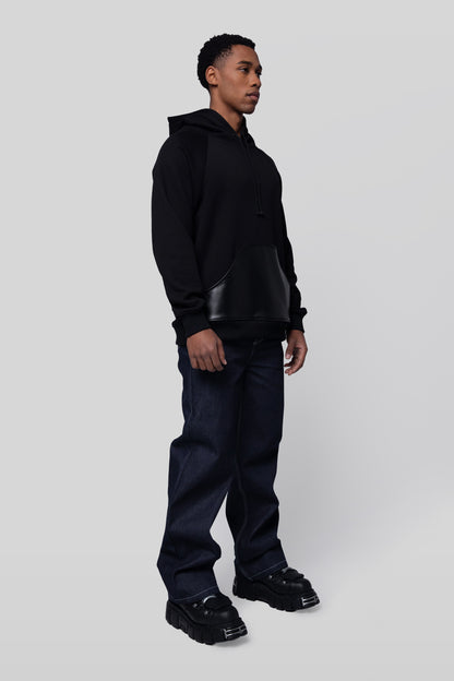 Full body angled front view of Shadow hoodie in black