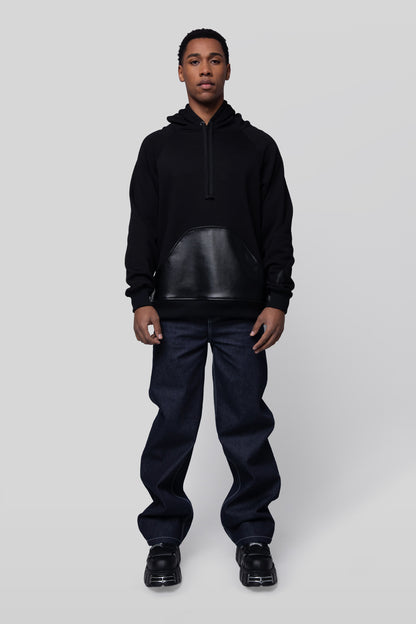 Full body front view of Shadow hoodie in black