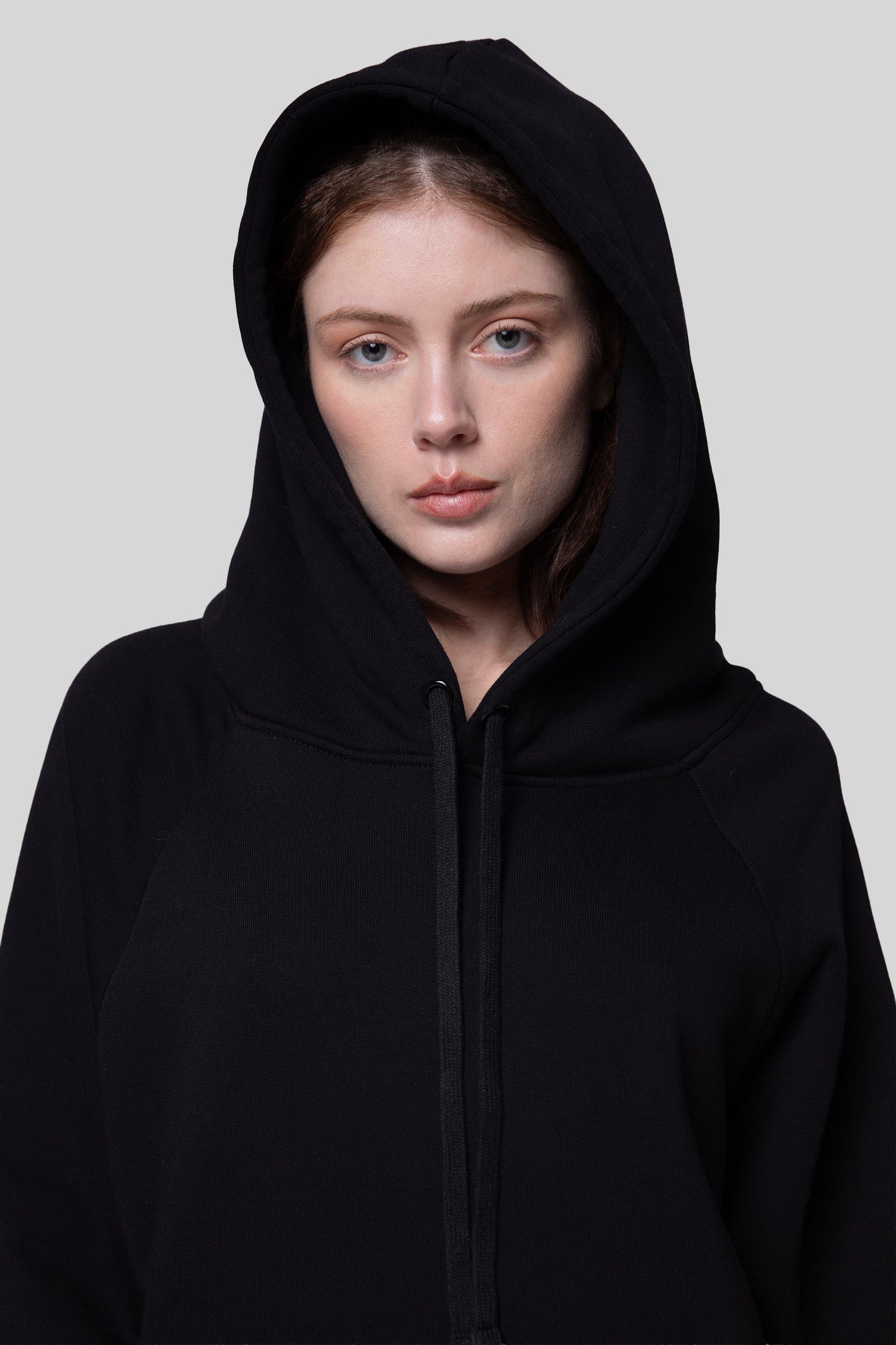 Close-up of hood on Shadow hoodie