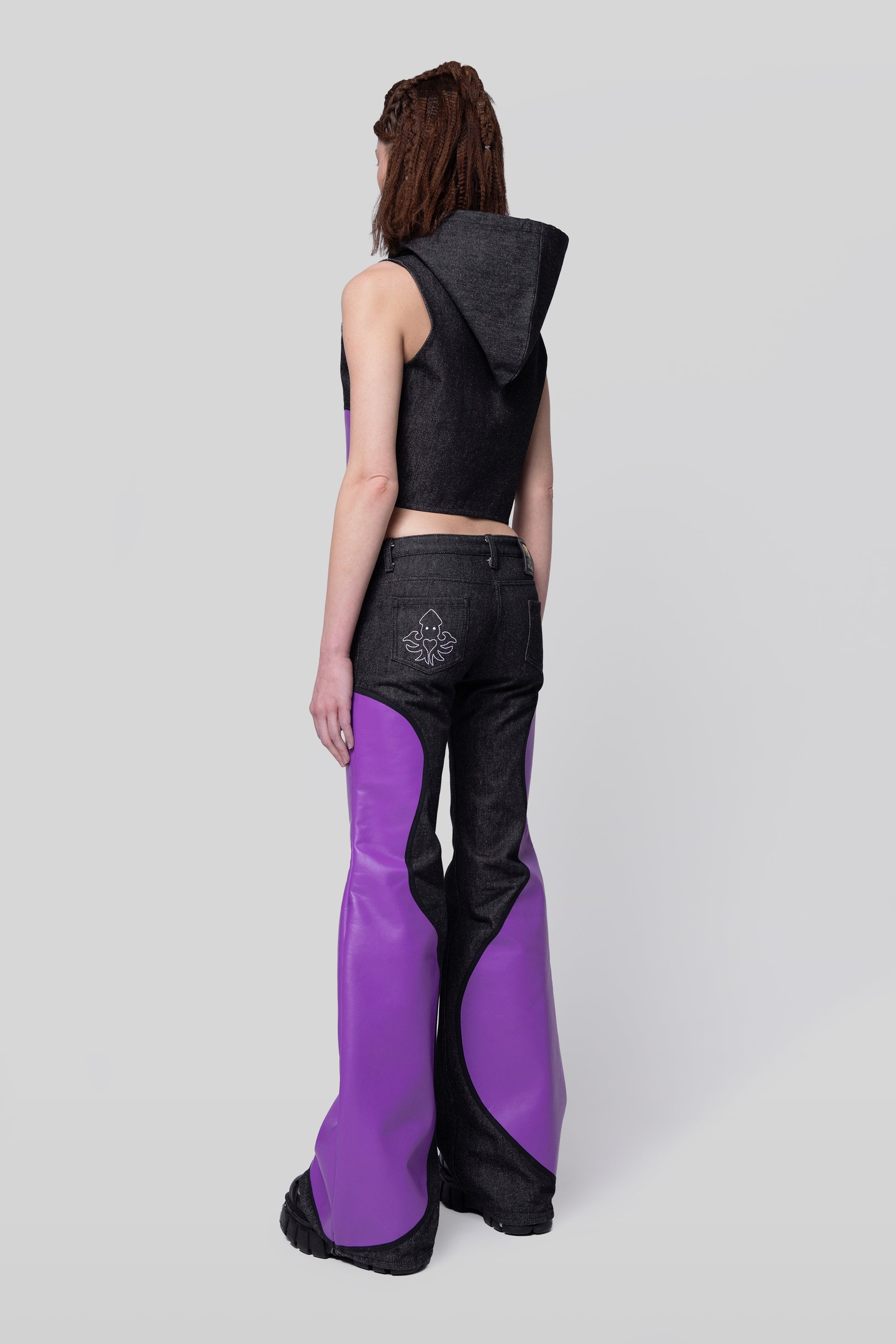 Back angled left view of Squid jeans with sculpted silhouette